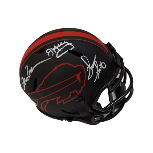 Jim Kelly, Thurman Thomas & Andre Reed Autographed Buffalo Bills Eclipse Mini Helmet JSA