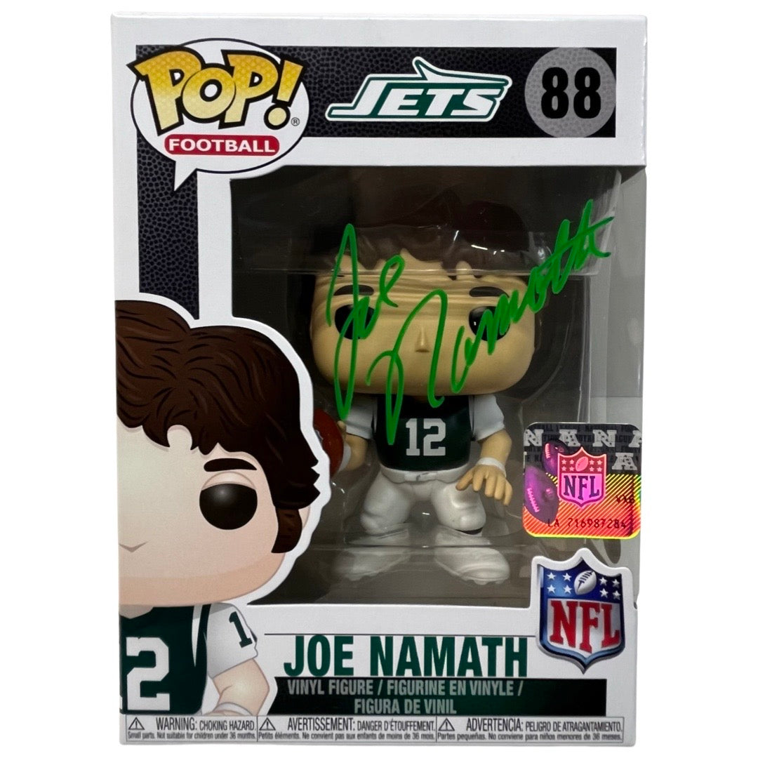 Joe Namath Autographed New York Jets Funko Pop Green Ink JSA