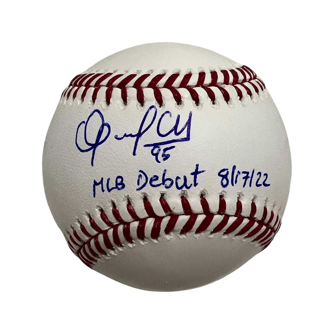 Oswaldo Cabrera Autographed New York Yankees OMLB “MLB Debut 8/17/22” Inscription Steiner CX