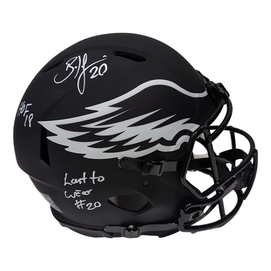 Brian Dawkins Autographed Philadelphia Eagles Eclipse Authentic Helmet “HOF 18, Last to Wear #20” Inscriptions JSA