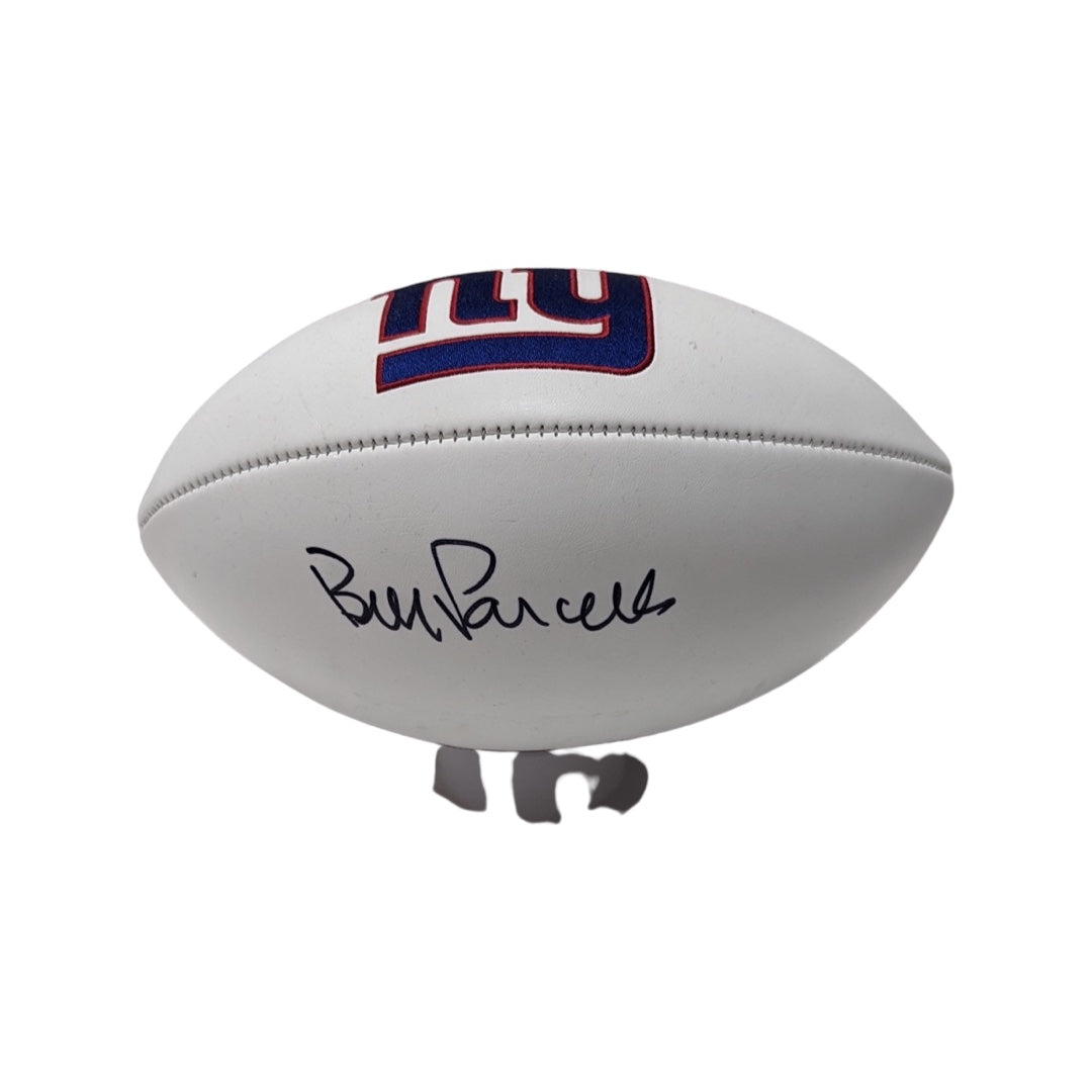 Bill Parcells Autographed New York Giants White Panel Logo Football Steiner CX