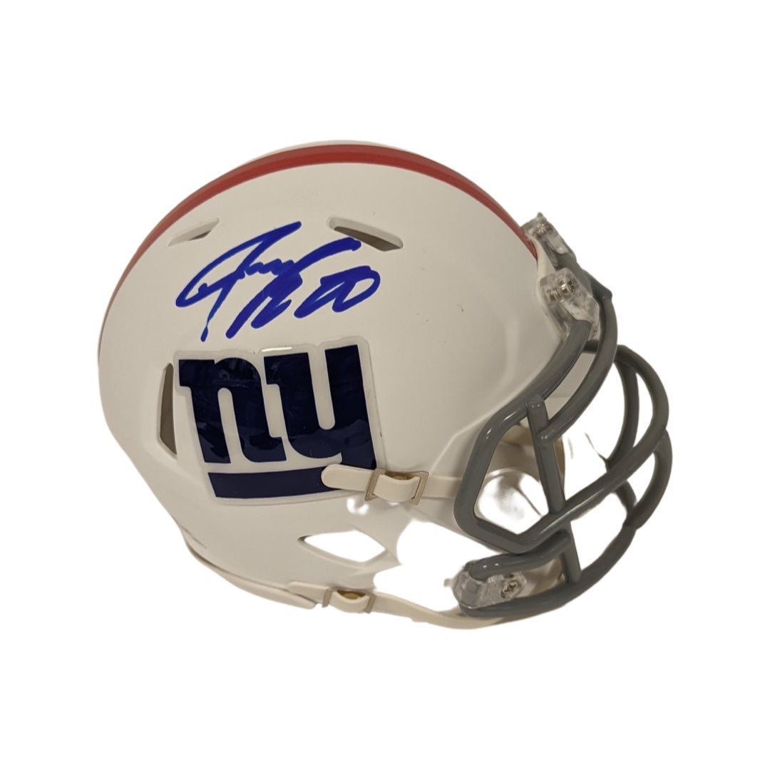 Jeremy Shockey Autographed New York Giants Flat White Mini Helmet JSA
