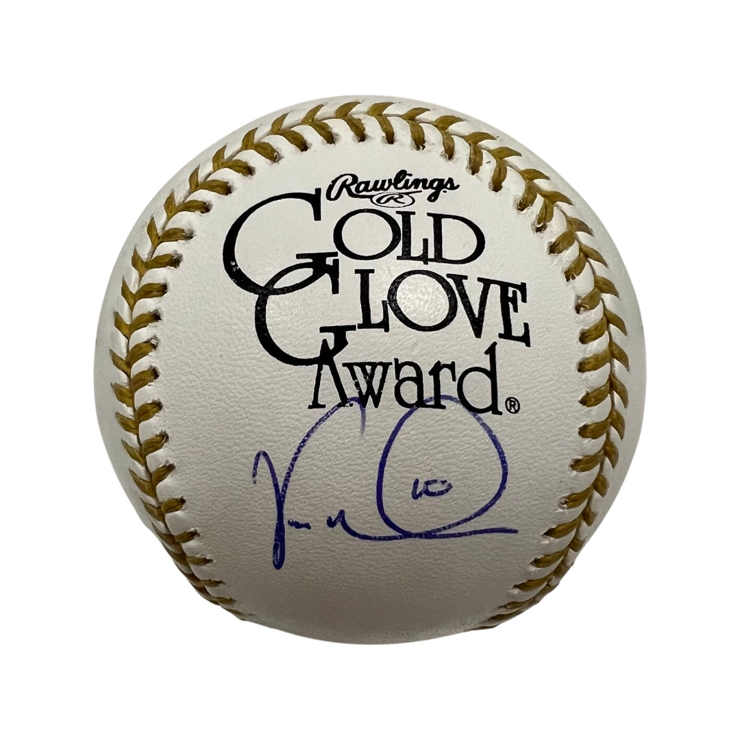 Vernon Wells Autographed Gold Glove Logo Baseball JSA