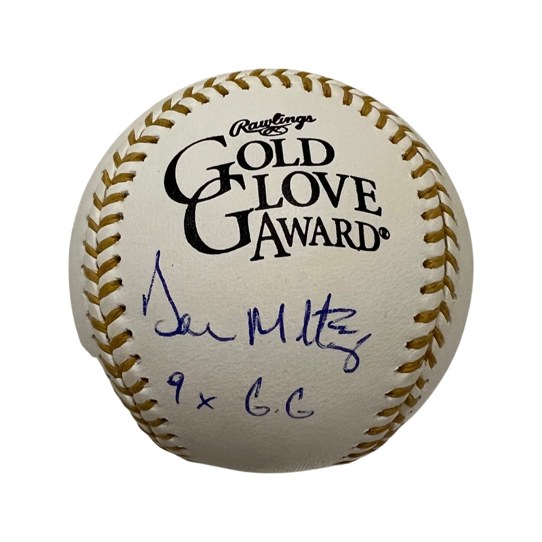 Don Mattingly Autographed New York Yankees Gold Glove Logo Baseball “9x GG” Inscription JSA