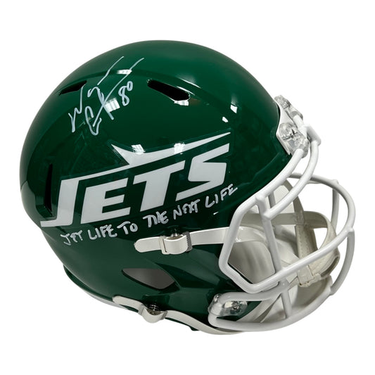 Wayne Chrebet Autographed New York Jets Old School Green Speed Replica Helmet “Jet Life to the Next Life” Inscription Steiner CX