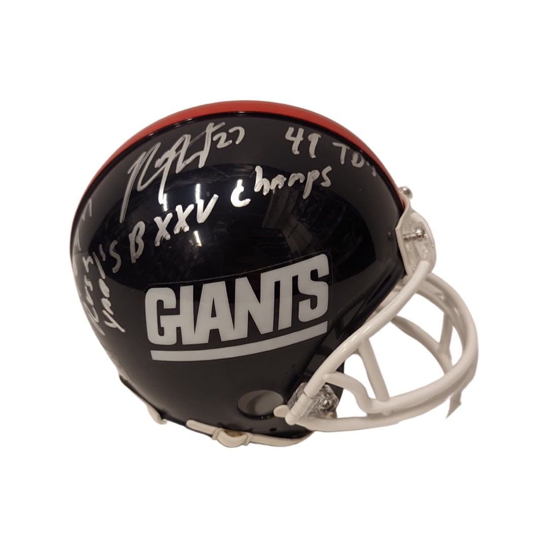 Rodney Hampton Autographed New York Giants Old School Mini Helmet “SB XXXV Champ, 6,897 Rush Yards, 49 TDs” Inscriptions JSA