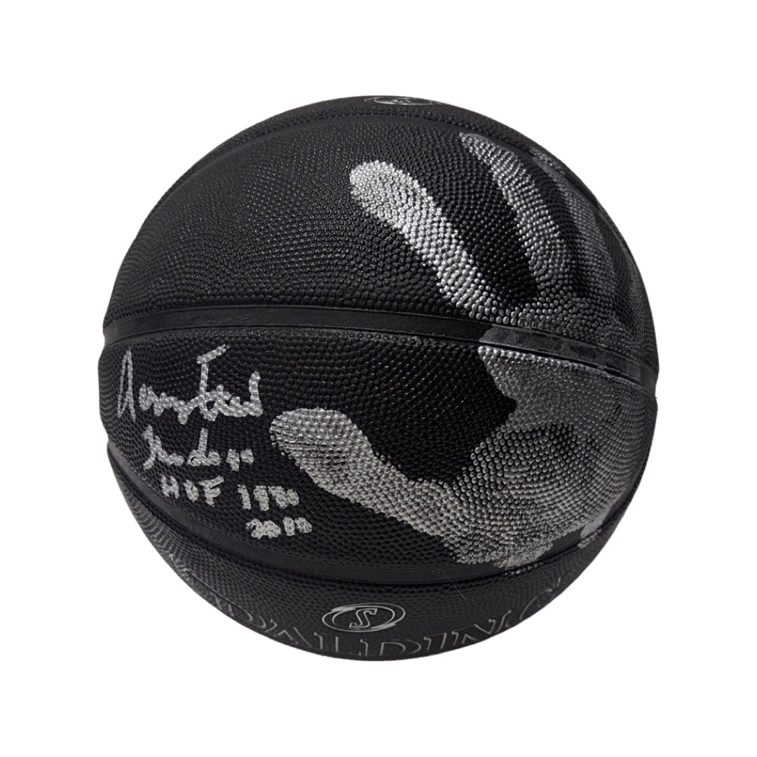 Jerry West Autographed Los Angeles Lakers Spalding Black Basketball with Handprint “The Logo, HOF 1980-2010” Inscriptions Steiner CX