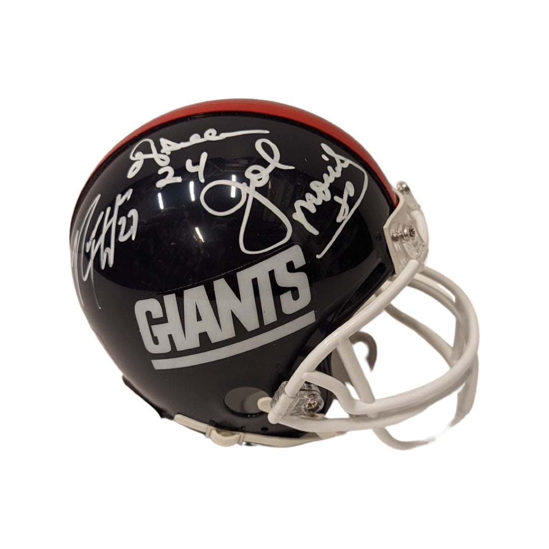 OJ Anderson, Joe Morris & Rodney Hampton Autographed New York Giants Old School Mini Helmet JSA