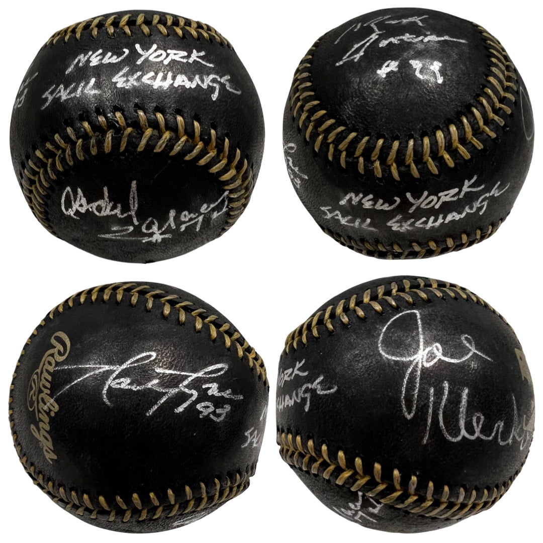 Mark Gastineau, Joe Klecko, Marty Lyons & Abdul Salaam Autographed New York Jets Black Leather OMLB “New York Sack Exchange” Inscription JSA