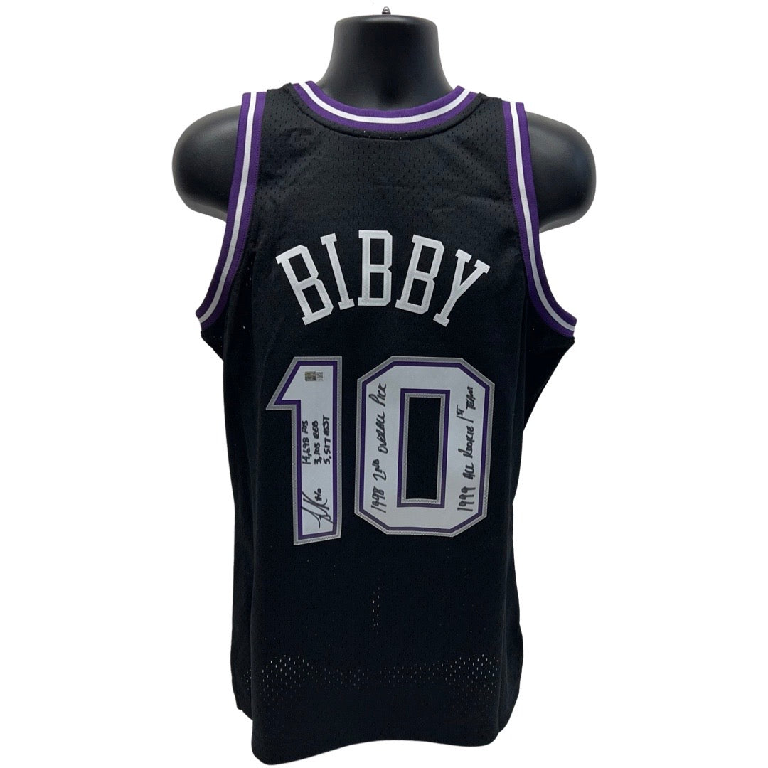 Mike Bibby Autographed Black Sacramento Kings Mitchell & Ness Swingman Jersey “14,698 PTS, 3,103 REB, 5,517 AST, 1998 2nd Overall Pick, 1999 All Rookie 1st Team” Inscriptions Steiner CX