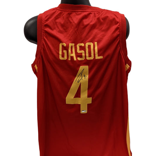 Pau Gasol Autographed Spain National Basketball Red Jersey Steiner CX