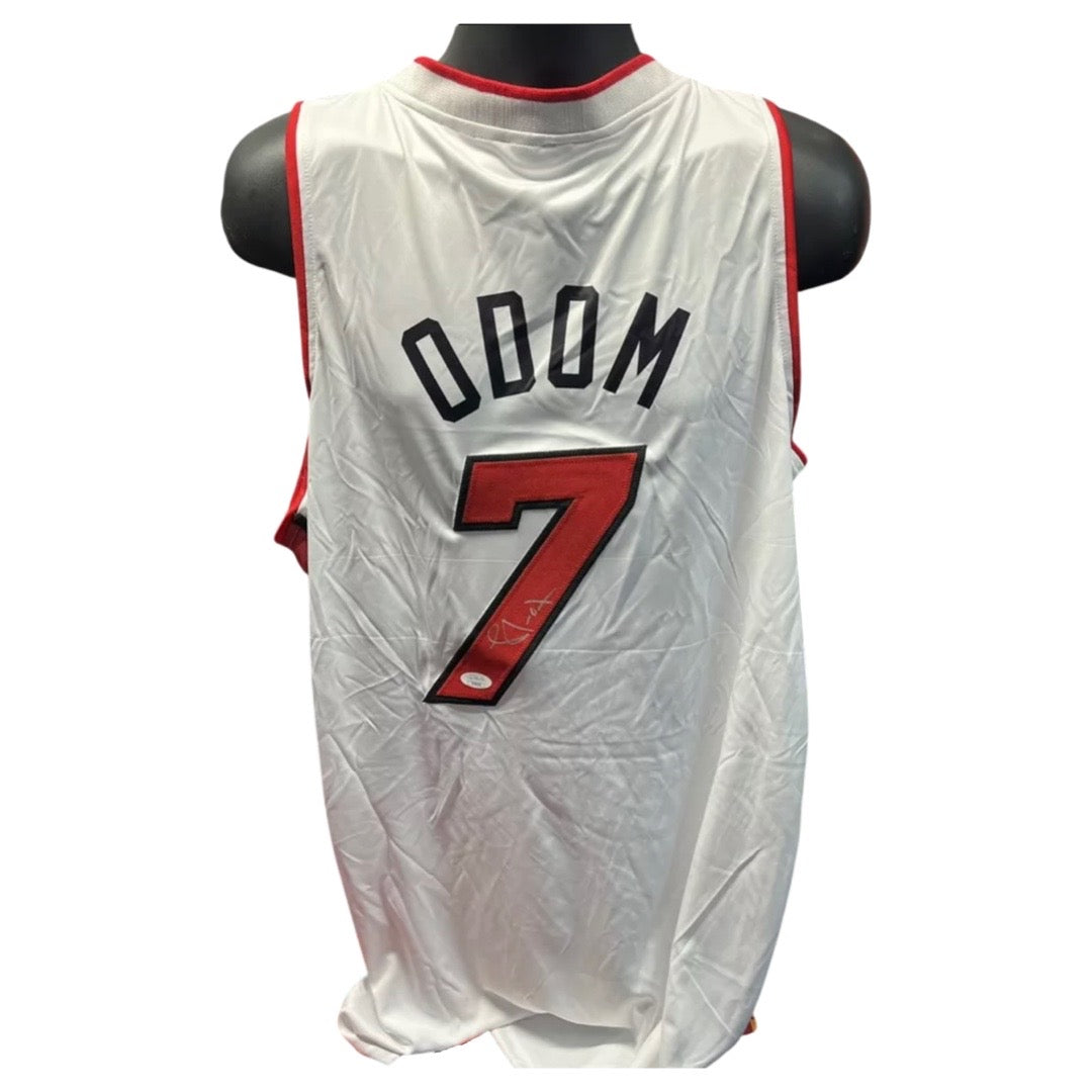 Lamar Odom Autographed Miami Heat White Jersey JSA