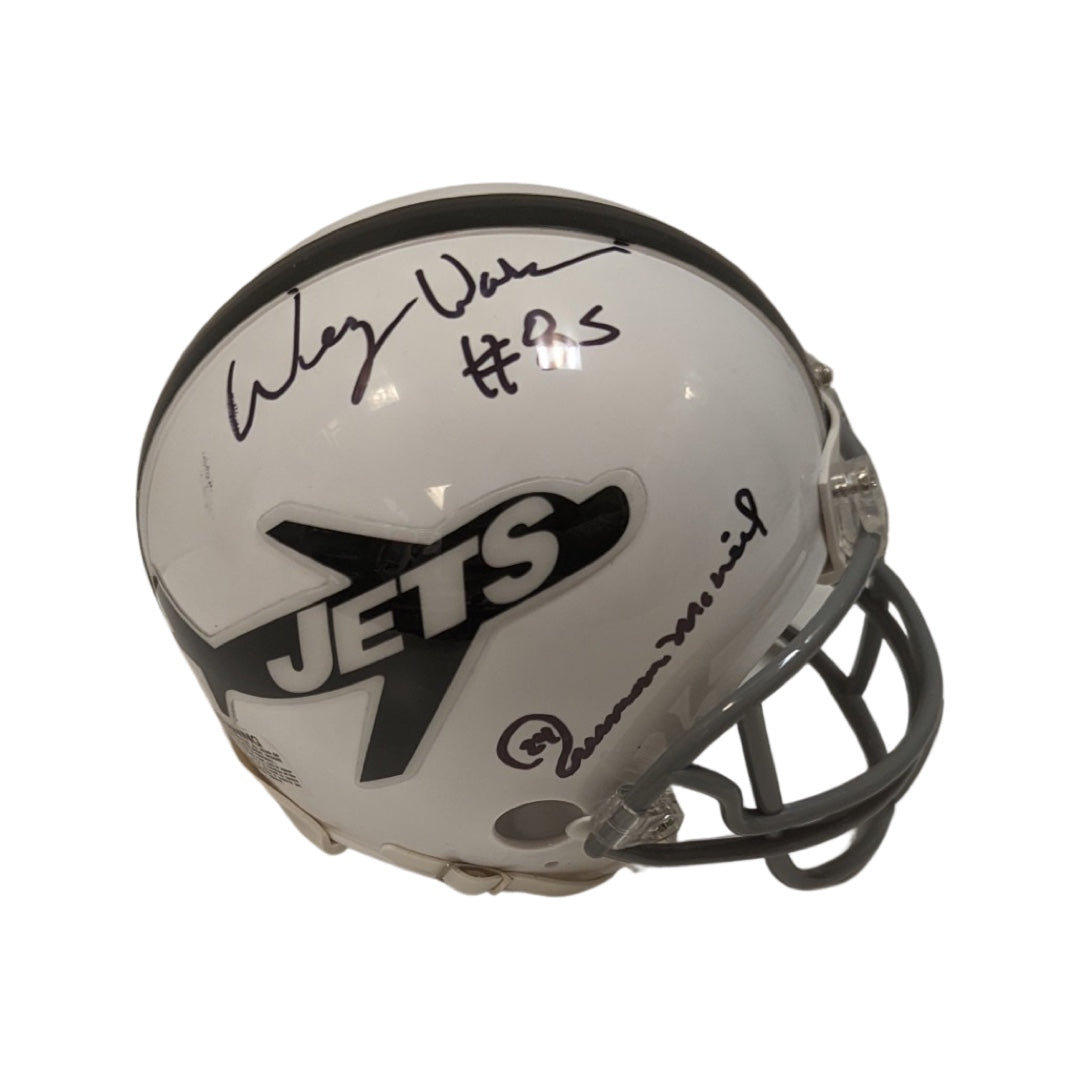 Wesley Walker & Freeman McNeil Autographed New York Jets Vintage Mini Helmet JSA