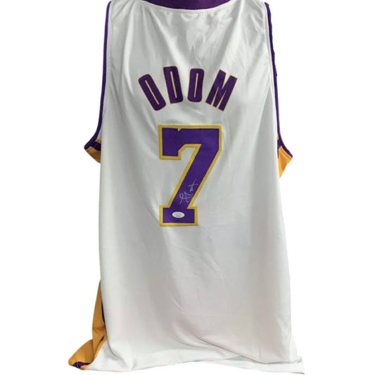 Lamar Odom Autographed Los Angeles Lakers White Jersey JSA