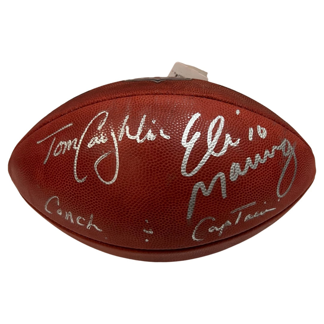 Eli Manning & Tom Coughlin Autographed New York Giants NFL Duke Football “Coach + Captain” Inscription Steiner CX