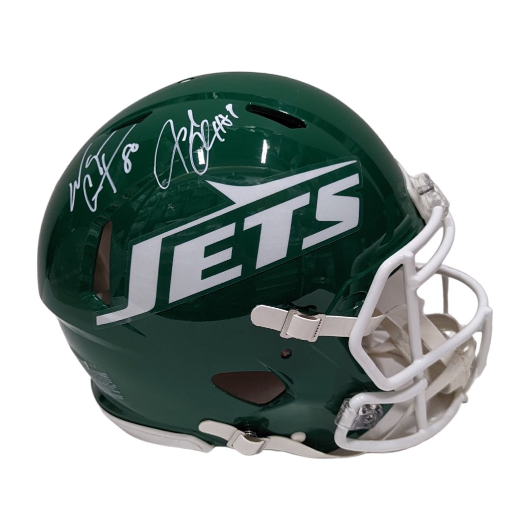 Wayne Chrebet & Laveranues Coles New York Jets Old School Green Speed Authentic Helmet Steiner CX
