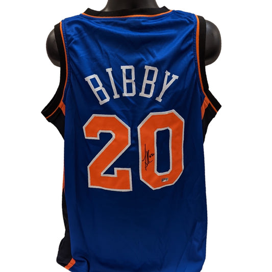 Mike Bibby Autographed New York Knicks Blue Jersey Steiner CX