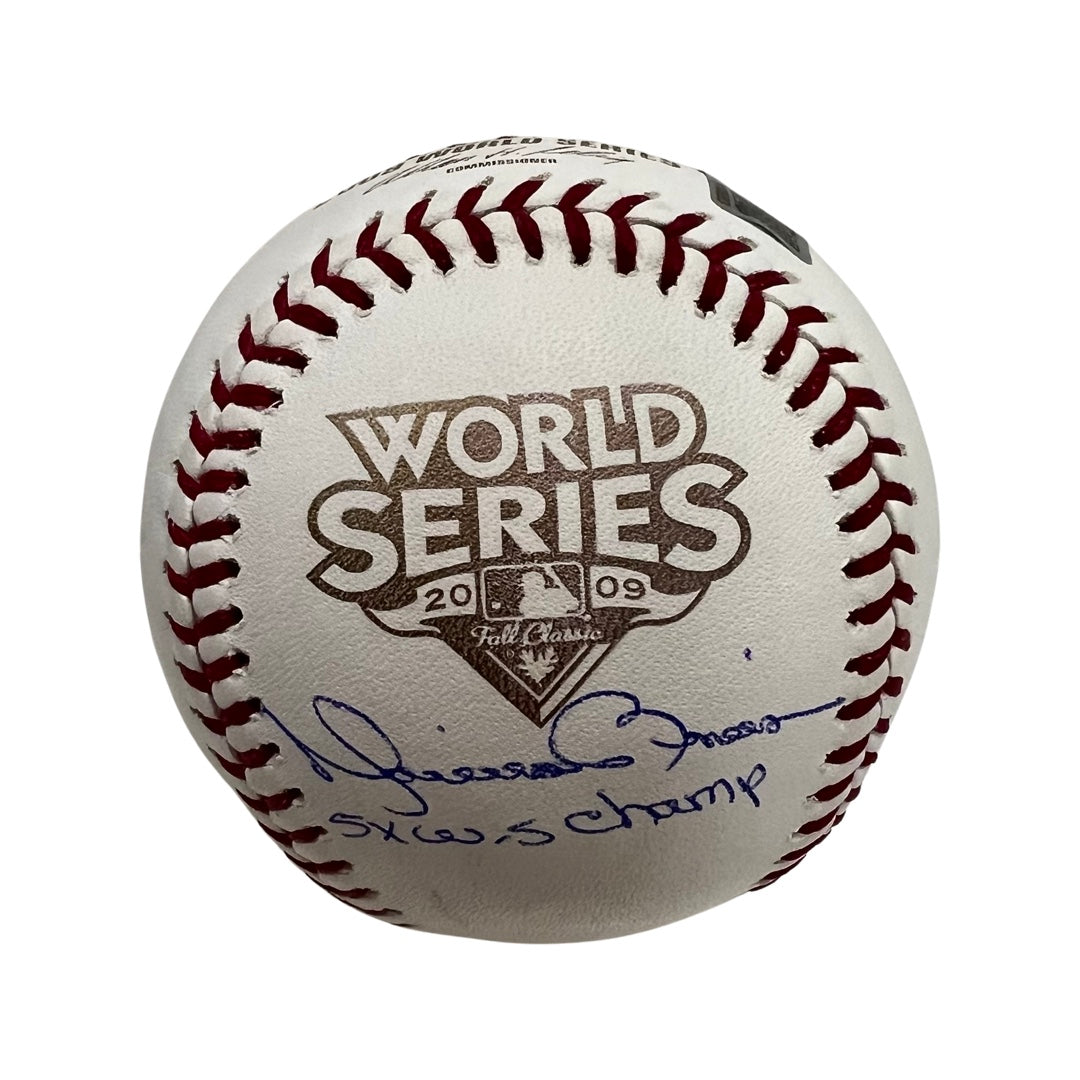 Mariano Rivera Autographed New York Yankees 2009 World Series Logo Baseball “5x WS Champ” Inscription Steiner CX