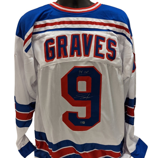 Adam Graves Autographed New York Rangers White Jersey “94 Cup” Inscription Steiner CX