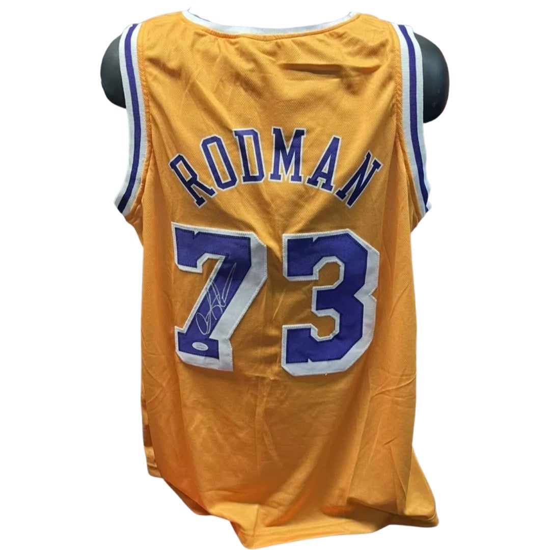 Dennis Rodman Autographed Los Angeles Lakers Yellow Jersey JSA