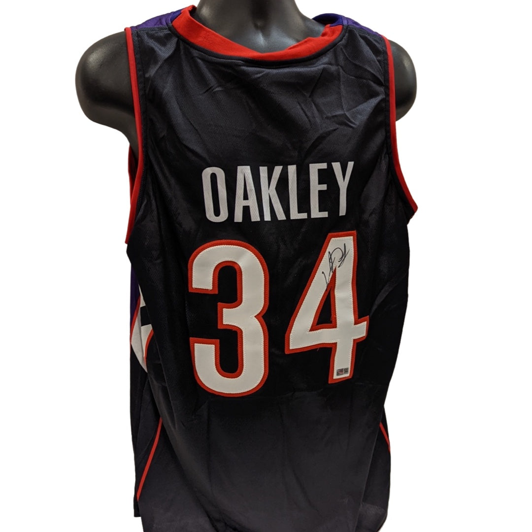 Charles Oakley Autographed Toronto Raptors Black Jersey Steiner CX