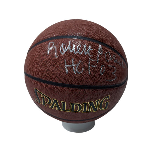 Robert Parish Autographed Boston Celtics Spalding Basketball “HOF 03” Inscription Schwartz COA