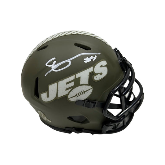 Sauce Gardner Autographed New York Jets Salute to Service Mini Helmet Beckett