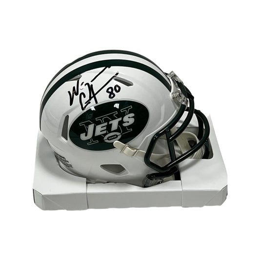 Wayne Chrebet Autographed New York Jets Old School White Mini Helmet Black Ink Steiner CX