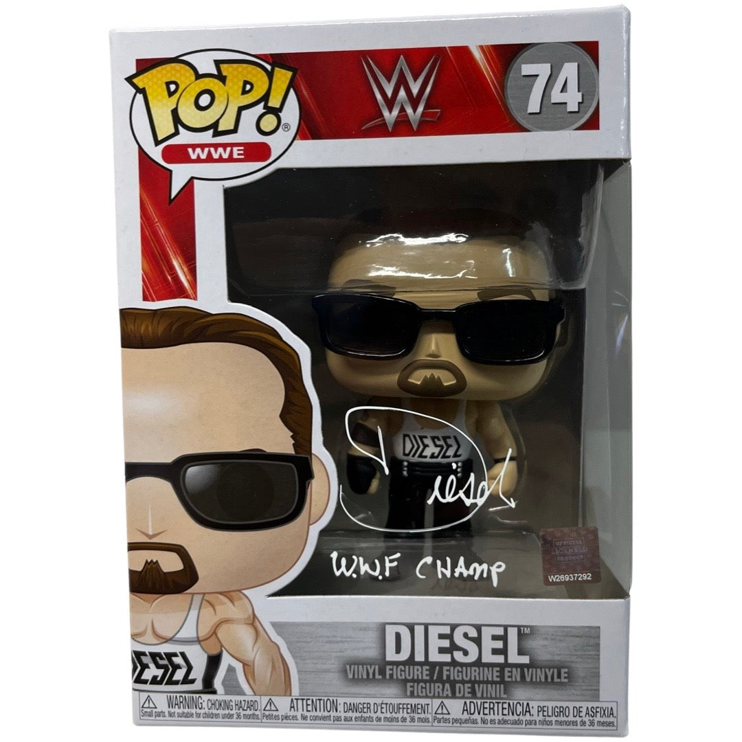 Kevin Nash Autographed Diesel WWE Funko Pop “WWF Champ” Inscription White Ink Steiner CX