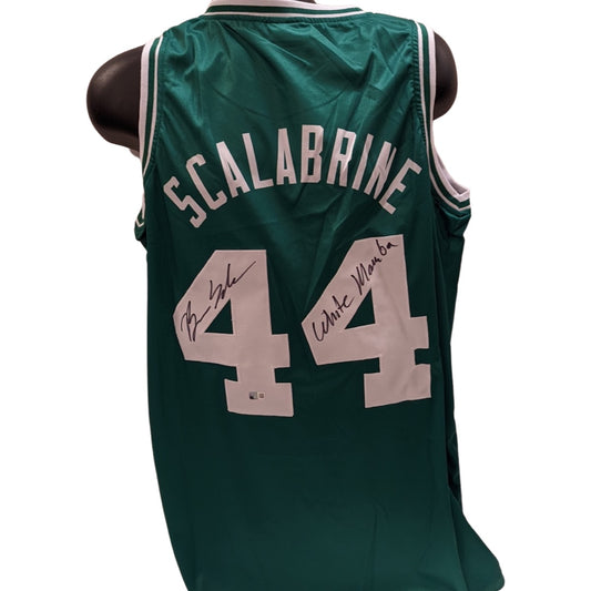 Brian Scalabrine Autographed Boston Celtics Green Jersey “White Mamba” Inscription Steiner CX