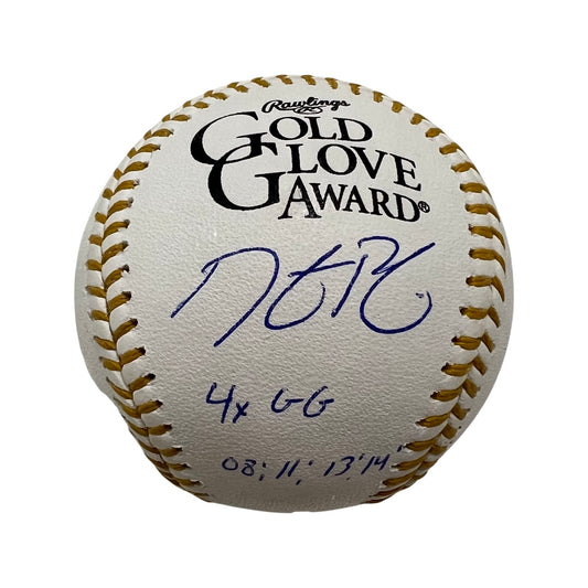 Dustin Pedroia Autographed Boston Red Sox Gold Glove Logo Baseball “4x GG 08, 11, 13, 14” Inscriptions Steiner CX