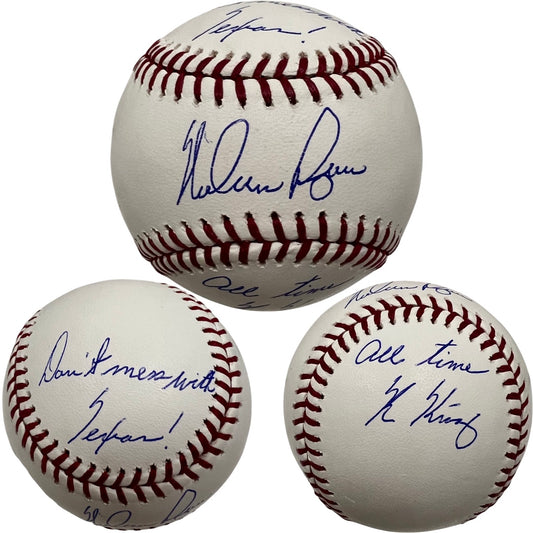 Nolan Ryan Autographed OMLB “All Time K King, Don’t Mess With Texas!” Inscriptions AIV COA
