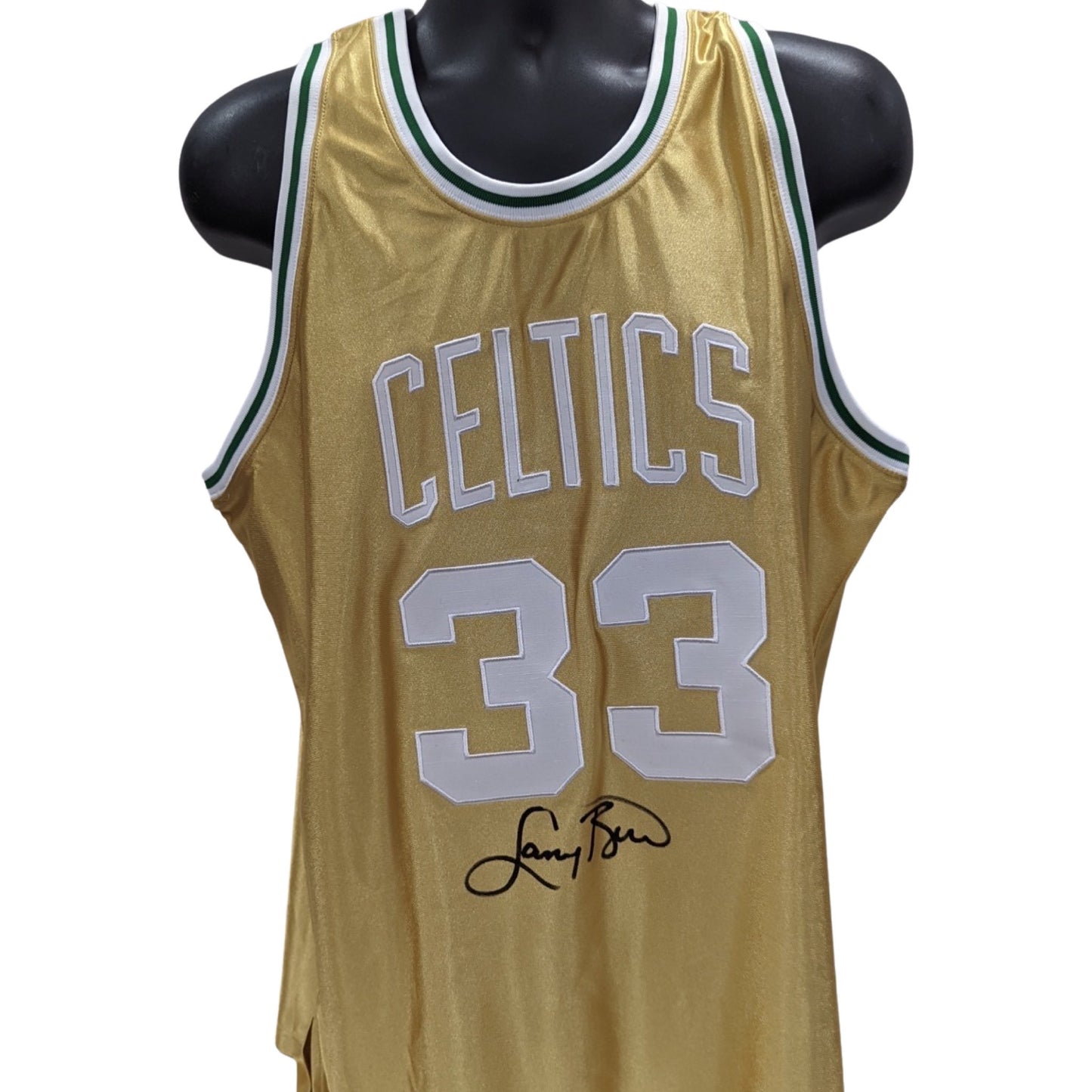 Larry Bird Autographed Boston Celtics 1985-86 Gold Mitchell & Ness Swingman Jersey Steiner CX & Larry Bird COA