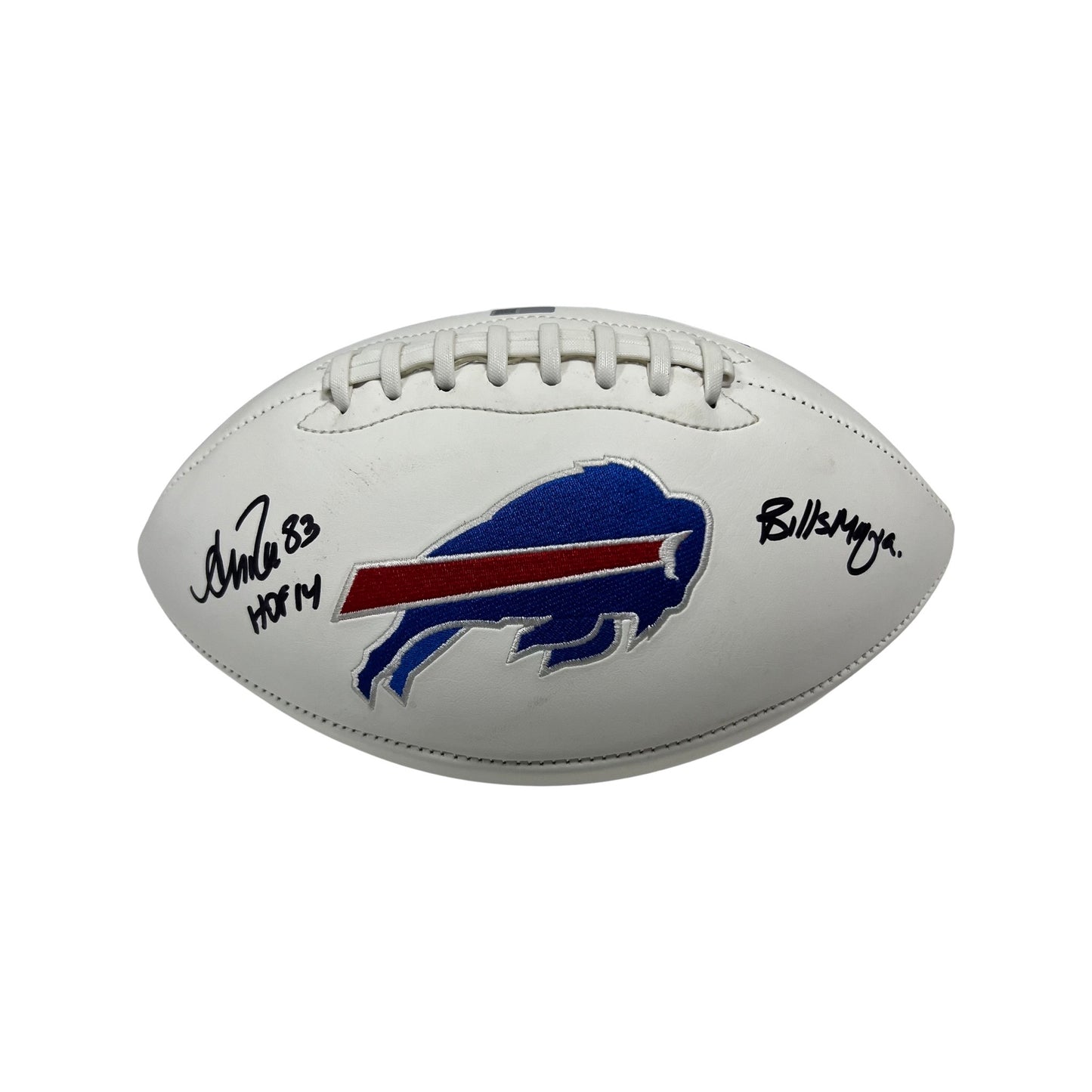 Andre Reed Autographed Buffalo Bills White Panel Football “HOF 14, Bills Mafia” Inscription Steiner CX