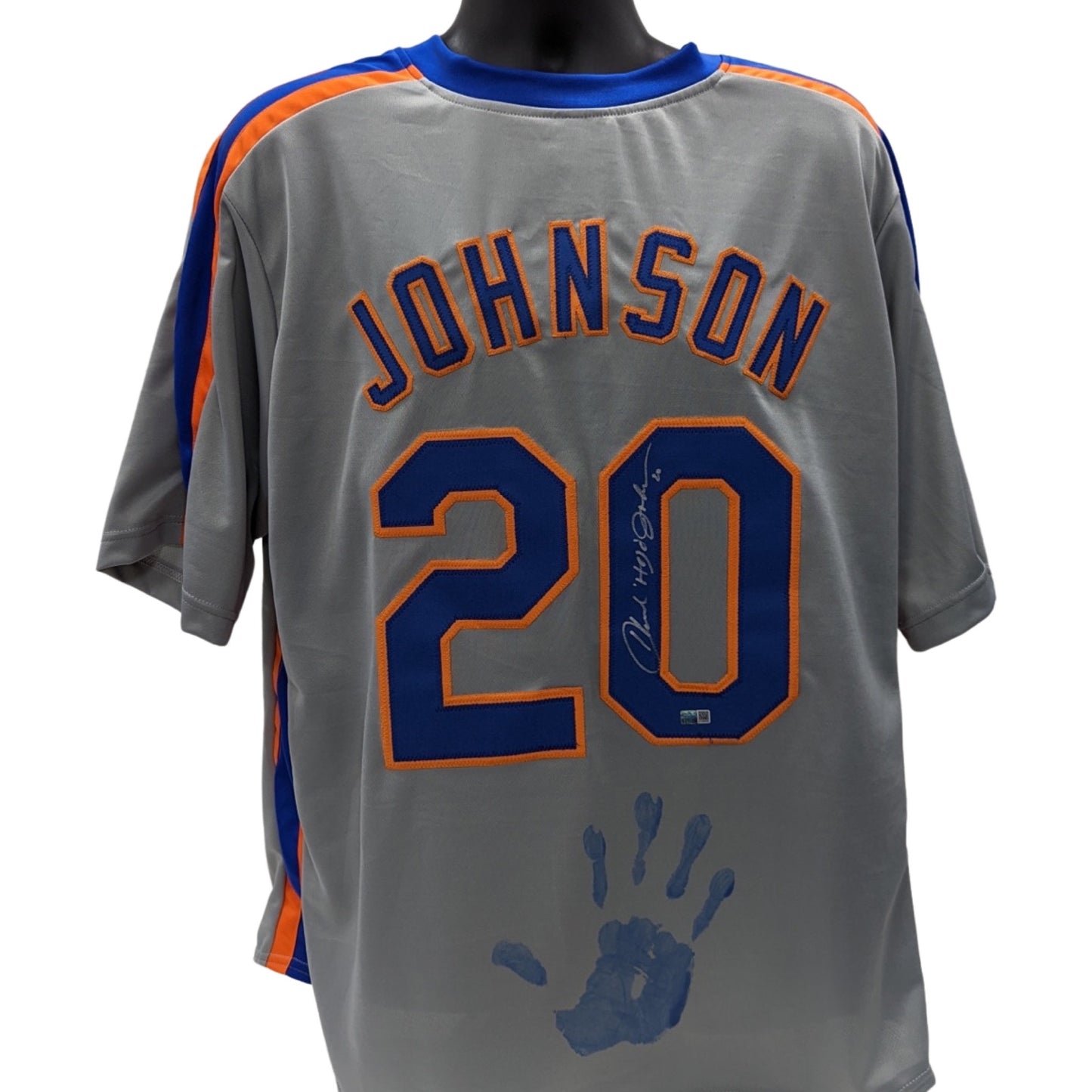 Howard Johnson Autographed New York Mets Grey Jersey w/ Handprint Steiner CX