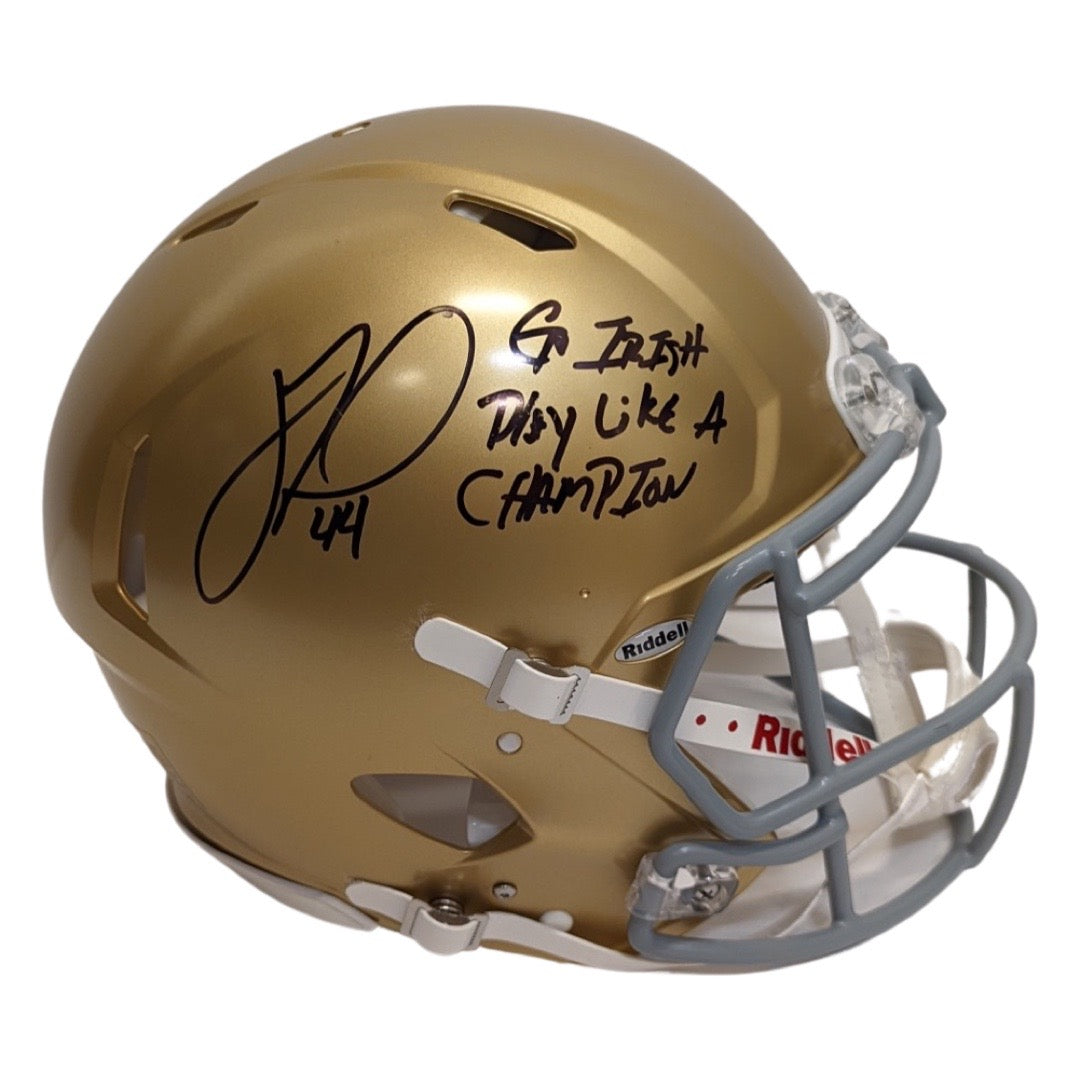 Justin Tuck Autographed Notre Dame Fighting Irish Speed Authentic Helmet “Go Irish, Play Like a Champion Today” Inscriptions JSA
