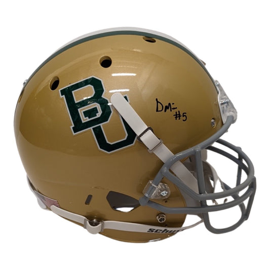 Denzel Mims Autographed Baylor Bears Gold Schutt Replica Helmet JSA