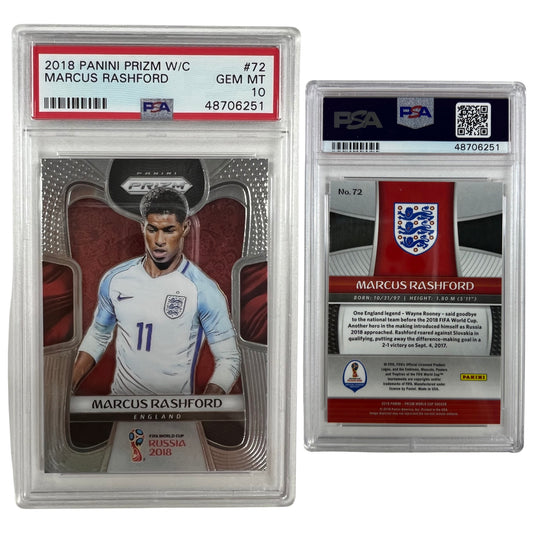 2018 Marcus Rashford Panini Prizm World Cup #72 PSA GEM MT 10