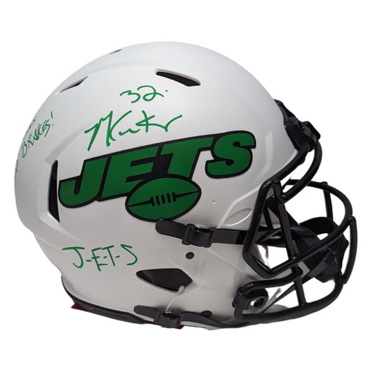 Michael Carter Autographed New York Jets Lunar Eclipse Authentic Helmet “All Gas No Brakes!, J-E-T-S” Inscriptions JSA