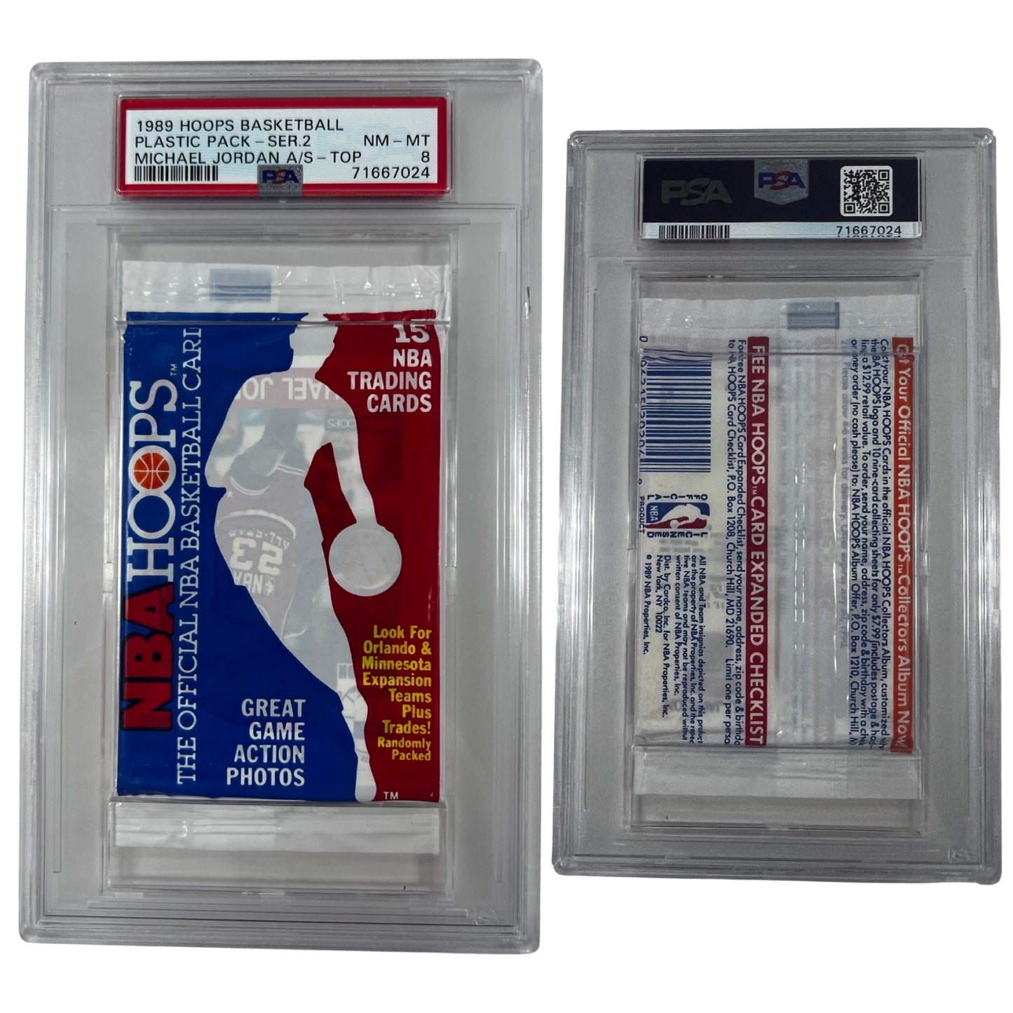 1989 Hoops Basketball Plastic Pack Series 2 Michael Jordan Top PSA NM-MT 8