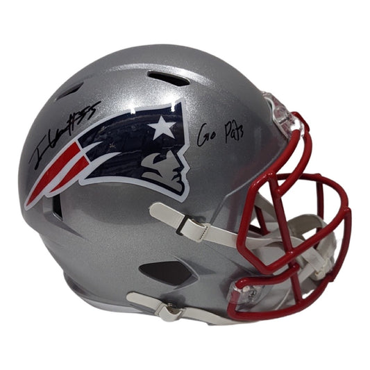 Josh Uche Autographed New England Patriots Speed Replica Helmet “Go Pats” Inscription Steiner CX