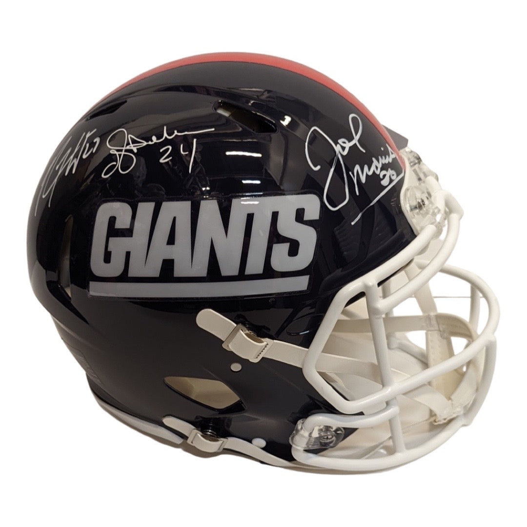 OJ Anderson, Joe Morris & Rodney Hampton Autographed New York Giants Old School Speed Authentic Helmet JSA