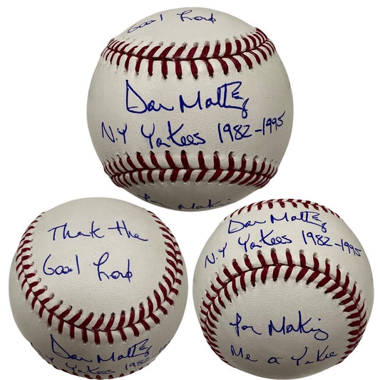 Don Mattingly Autographed New York Yankees OMLB “NY Yankees 1982-1995, Thank the Good Lord for Making Me a Yankee” Inscription JSA