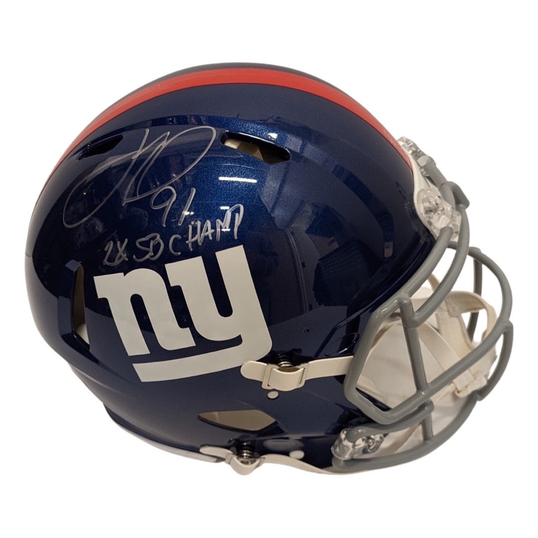 Justin Tuck Autographed New York Giants Speed Authentic Helmet “2x SB Champ” Inscription JSA