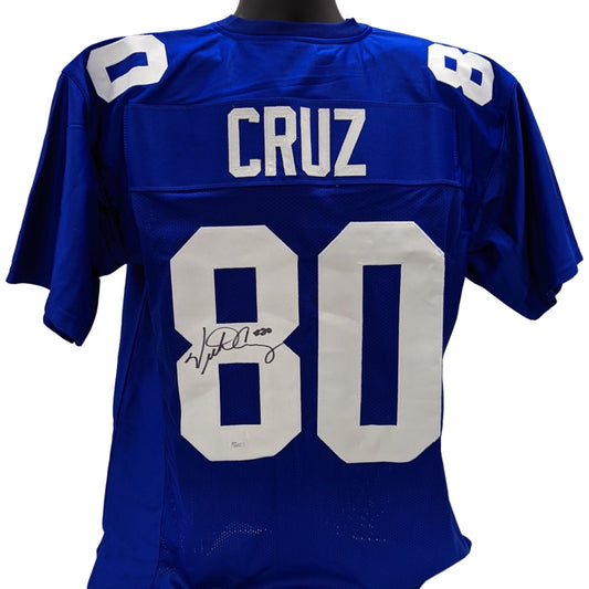 Victor Cruz Autographed New York Giants Blue Jersey JSA