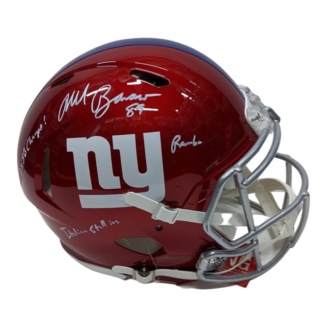Mark Bavaro Autographed New York Giants Flash Authentic Helmet “Rambo, Italian Stallion, 2x SB Champs!” Inscriptions JSA