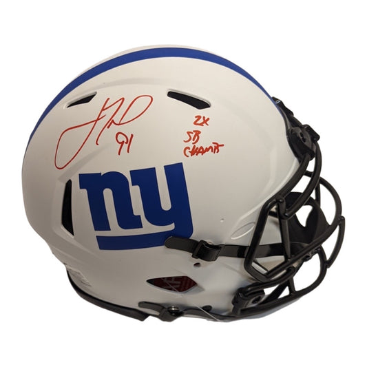 Justin Tuck Autographed New York Giants Lunar Eclipse Authentic Helmet “2x SB Champs” Inscription JSA