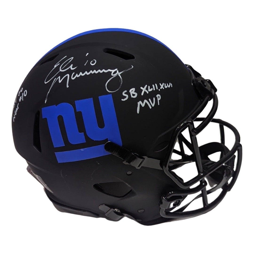 Eli Manning Autographed New York Giants Eclipse Authentic Helmet “Last to Wear #10, SB XLII, XLVI MVP” Inscriptions Fanatics