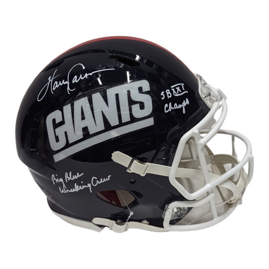 Harry Carson Autographed New York Giants Old School Speed Authentic Helmet “Big Blue Wrecking Crew, SB XXI Champs” Inscription JSA