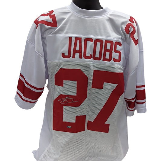Brandon Jacobs Autographed New York Giants White Jersey Steiner CX